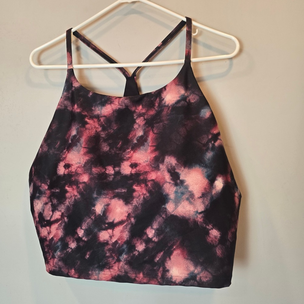 Old Navy Pink and Black Tie-Dye Sports Bra Tank